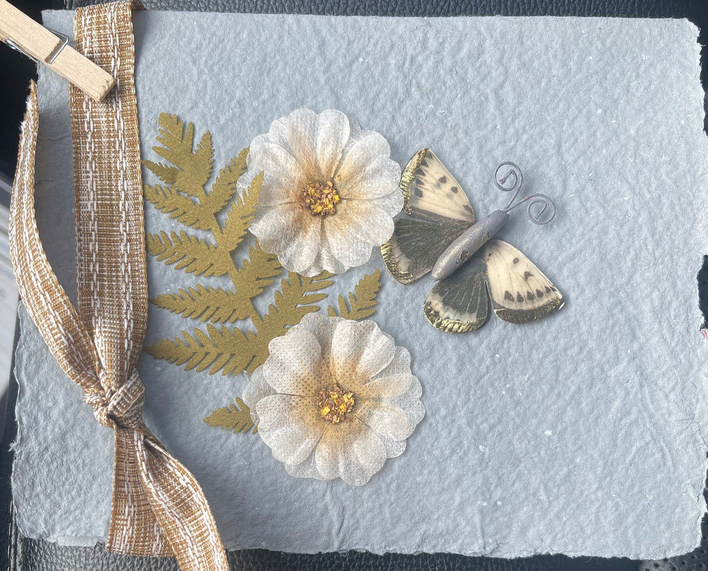 Blue floral card with butterfly