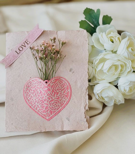 Heart and dried floral bouquet